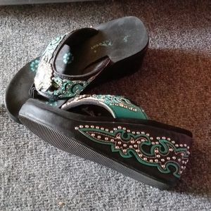Teal Montana West wedge Flip Flops